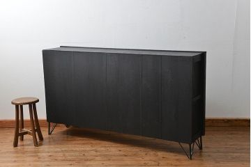 アンティーク家具　アンティークペイント　モールガラス入り 鉄脚収納棚(ガラスケース、飾り棚、キャビネット)