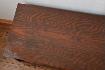 レトロ家具　昭和レトロ アンティークダイヤガラス　脚付きローボード(テレビ台、テレビボード)