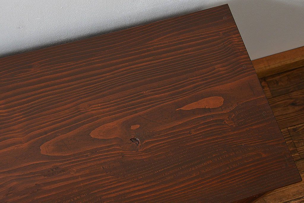 レトロ家具　昭和レトロ アンティークダイヤガラス　脚付きローボード(テレビ台、テレビボード)