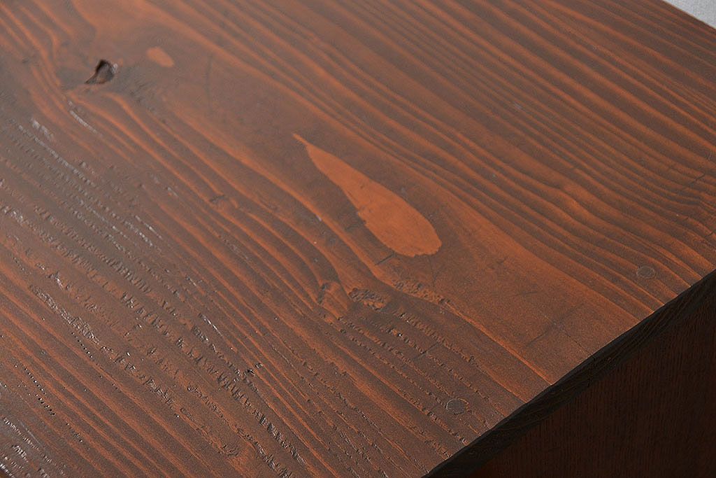 レトロ家具　昭和レトロ アンティークダイヤガラス　脚付きローボード(テレビ台、テレビボード)