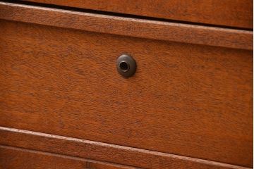 レトロ家具　昭和レトロ 脚付き!古い木のシンプルなローチェスト(ローボード・箪笥)