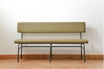 レトロ家具　昭和レトロ シンプルな鉄脚ベンチ(長椅子、長イス)