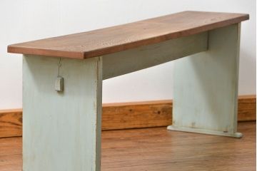 レトロ家具　アンティークペイント　レトロでシンプルなベンチ(長椅子、長イス) (1)