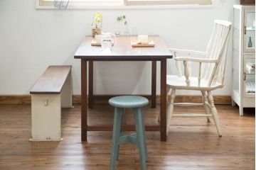 レトロ家具　アンティークペイント　レトロでシンプルなベンチ(長イス)