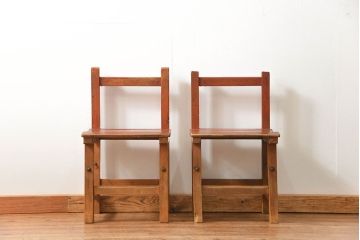 アンティーク家具　古い木のペンキのはげたアンティークチェア2脚セット