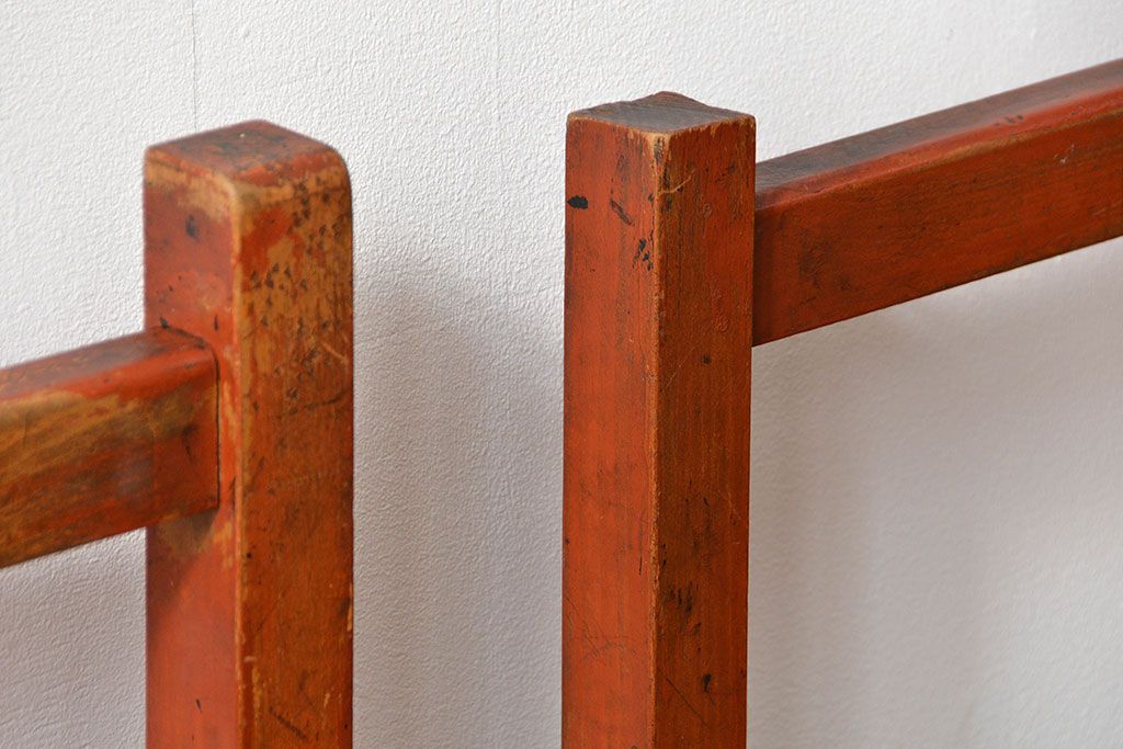 アンティーク家具　古い木のペンキのはげたアンティークチェア2脚セット