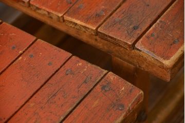 アンティーク家具　古い木のペンキのはげたアンティークチェア2脚セット