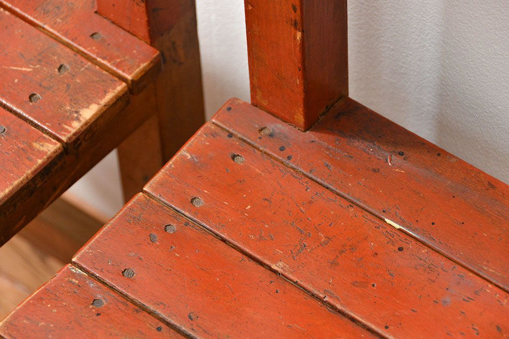 アンティーク家具　古い木のペンキのはげたアンティークチェア2脚セット