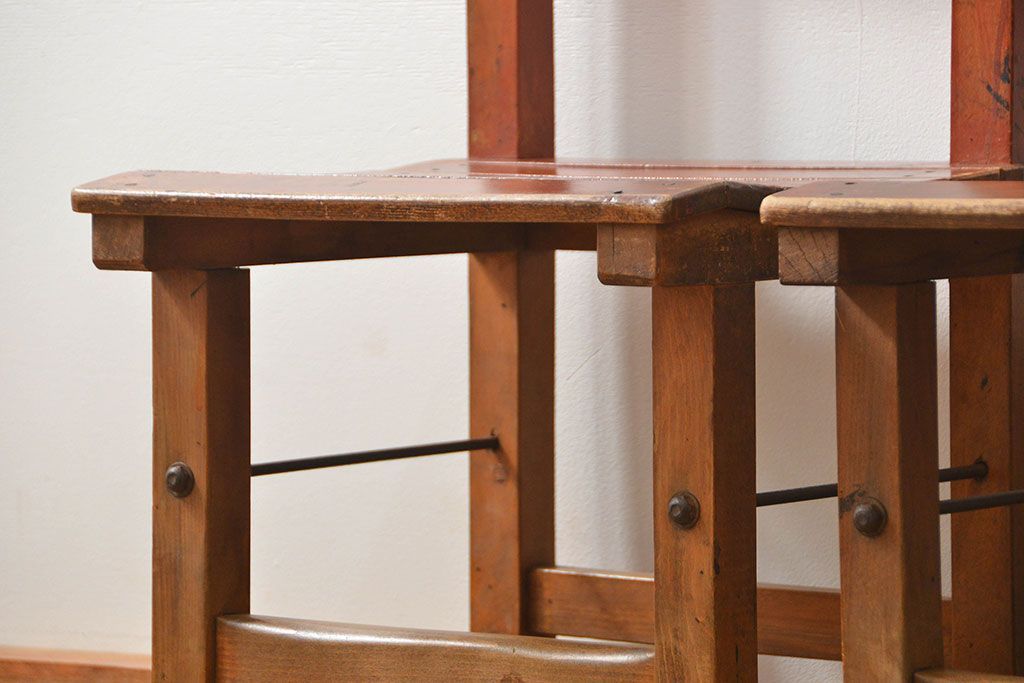 アンティーク家具　古い木のペンキのはげたアンティークチェア2脚セット