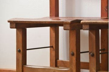 アンティーク家具　古い木のペンキのはげたアンティークチェア2脚セット