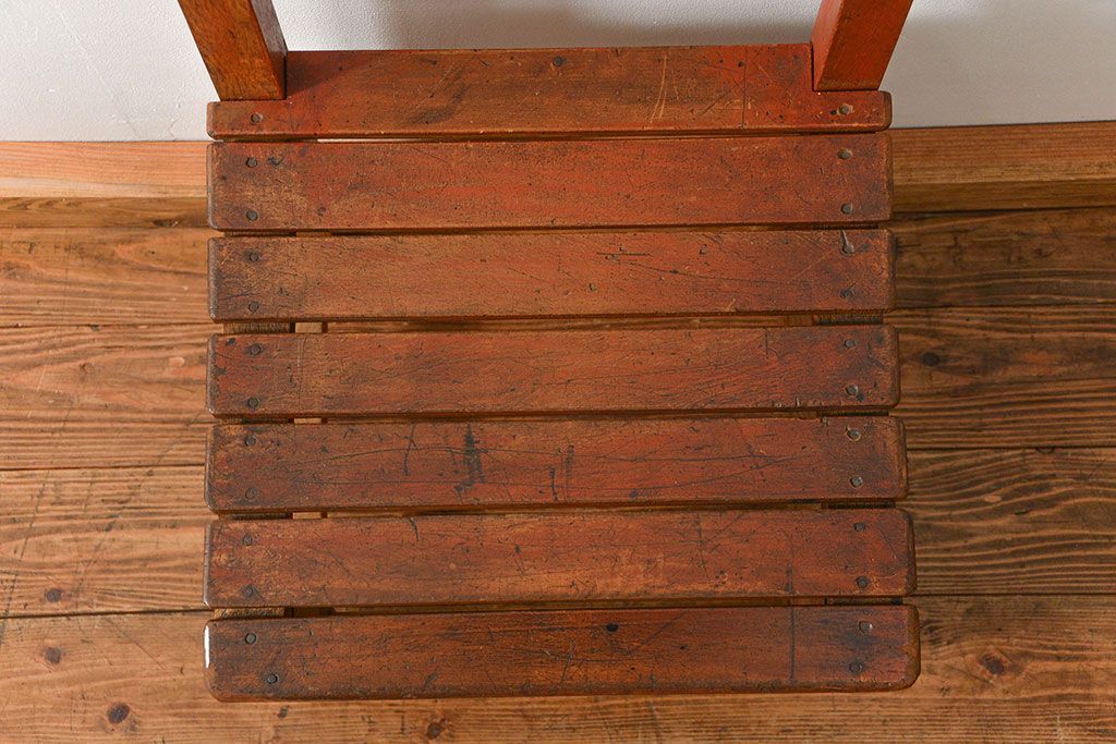 アンティーク家具　古い木のペンキのはげたアンティークチェア1脚　(椅子、イス)