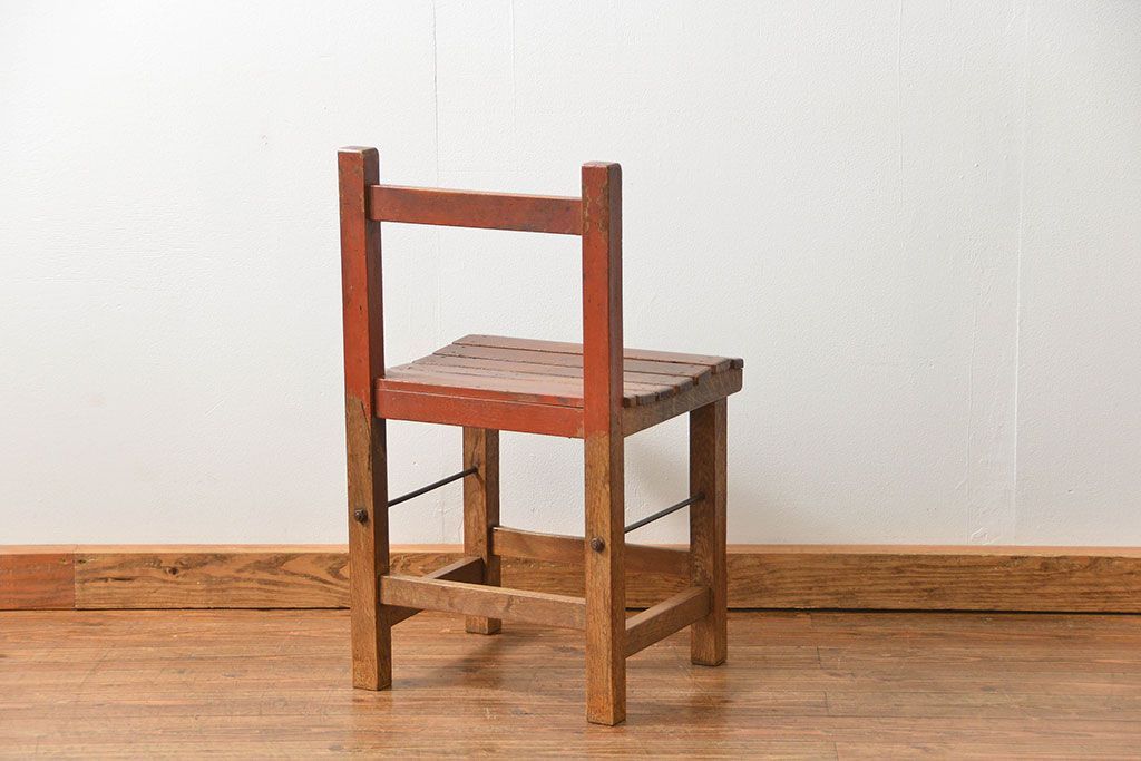 アンティーク家具　古い木のペンキのはげたアンティークチェア1脚　(椅子、イス)