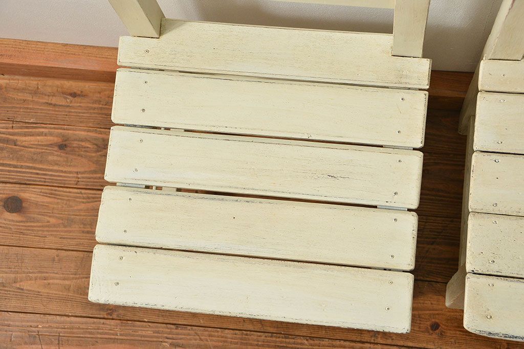 アンティーク家具　アンティークペイント　小振りでかわいいチェア2脚セット(椅子、イス)