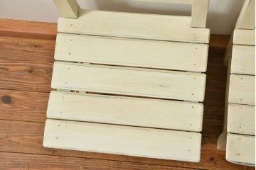 アンティーク家具　アンティークペイント　小振りでかわいいチェア2脚セット(椅子、イス)