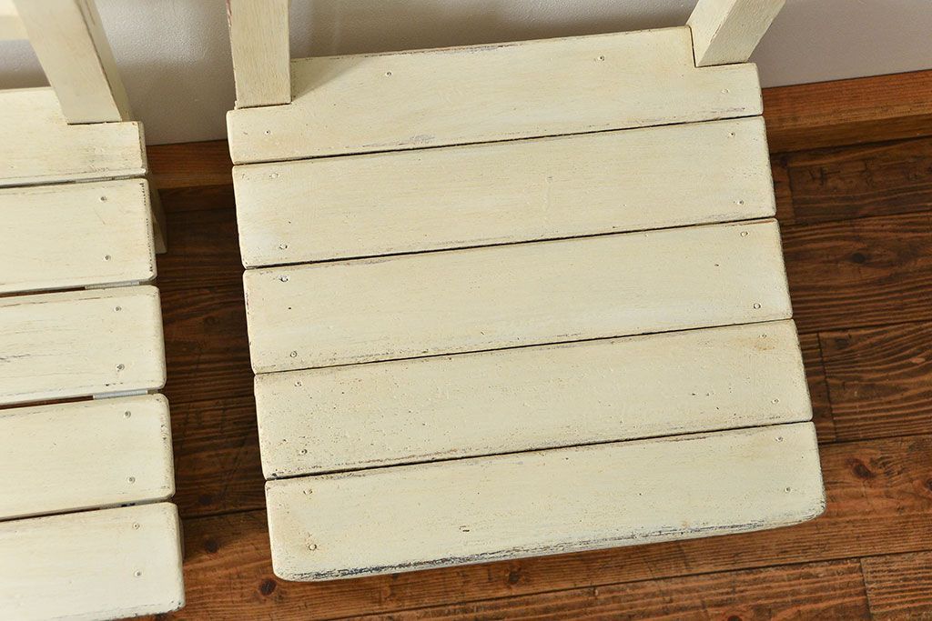 アンティーク家具　アンティークペイント　小振りでかわいいチェア2脚セット(椅子、イス)