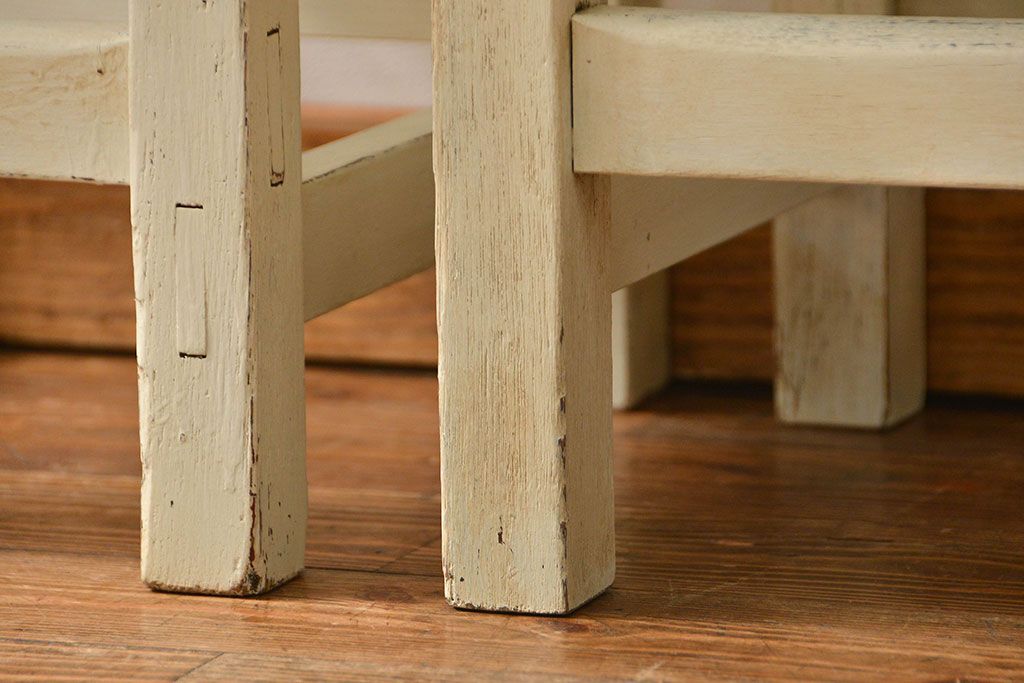 アンティーク家具　アンティークペイント　小振りでかわいいチェア2脚セット(椅子、イス)