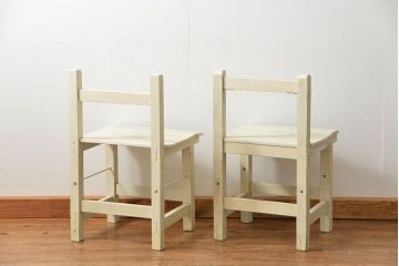 アンティーク家具　アンティークペイント　小振りでかわいいチェア2脚セット(椅子、イス)