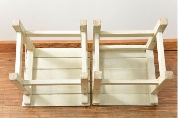 アンティーク家具　アンティークペイント　小振りでかわいいチェア2脚セット(椅子、イス)