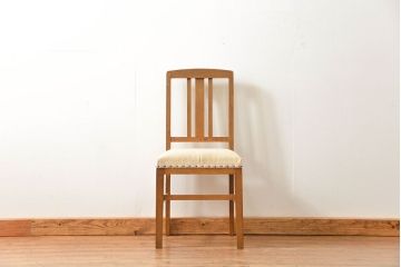 レトロ家具　昭和レトロ アンティークリネン座面のレトロな椅子(3)(イス、チェア)