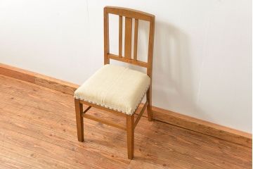レトロ家具　昭和レトロ アンティークリネン座面のレトロな椅子(3)(イス、チェア)