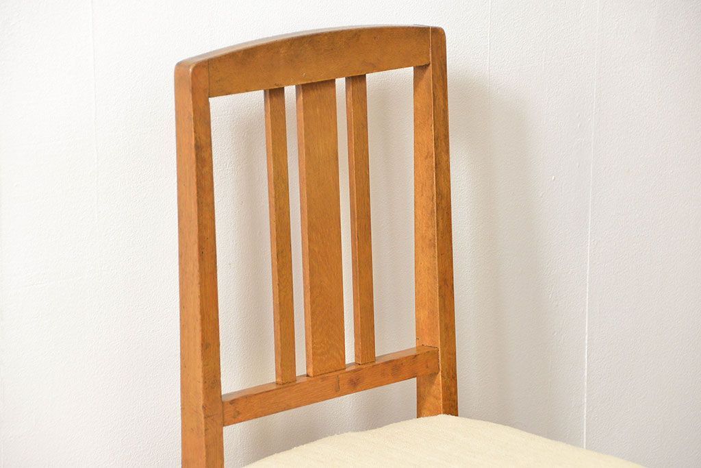 レトロ家具　昭和レトロ アンティークリネン座面のレトロな椅子(3)(イス、チェア)