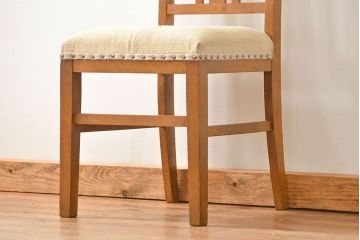 レトロ家具　昭和レトロ アンティークリネン座面のレトロな椅子(3)(イス、チェア)