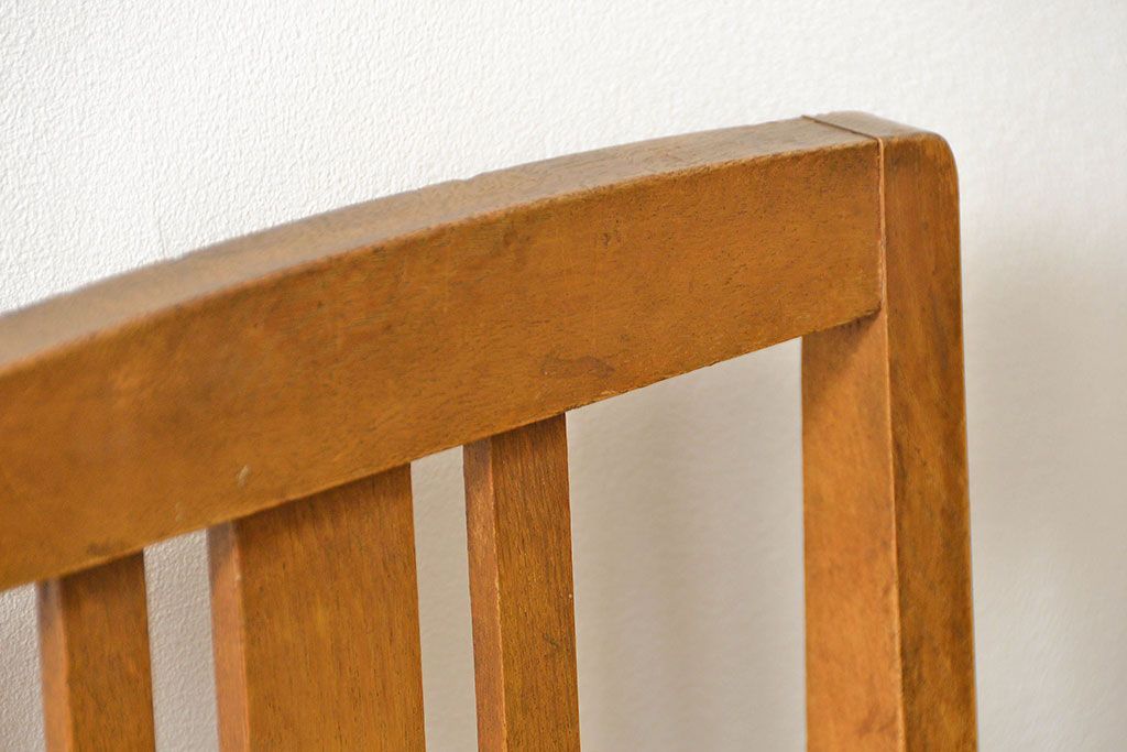 レトロ家具　昭和レトロ アンティークリネン座面のレトロな椅子(3)(イス、チェア)