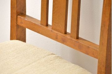 レトロ家具　昭和レトロ アンティークリネン座面のレトロな椅子(3)(イス、チェア)