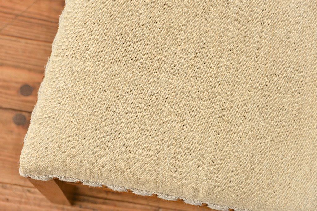 レトロ家具　昭和レトロ アンティークリネン座面のレトロな椅子(3)(イス、チェア)