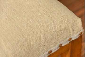 レトロ家具　昭和レトロ アンティークリネン座面のレトロな椅子(3)(イス、チェア)