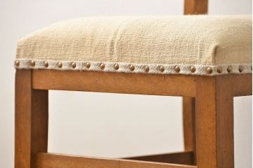 レトロ家具　昭和レトロ アンティークリネン座面のレトロな椅子(3)(イス、チェア)