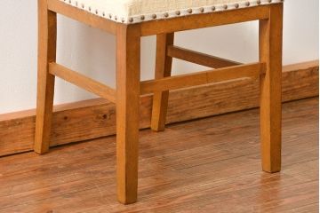 レトロ家具　昭和レトロ アンティークリネン座面のレトロな椅子(3)(イス、チェア)