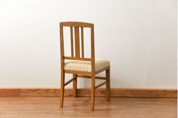レトロ家具　昭和レトロ アンティークリネン座面のレトロな椅子(3)(イス、チェア)