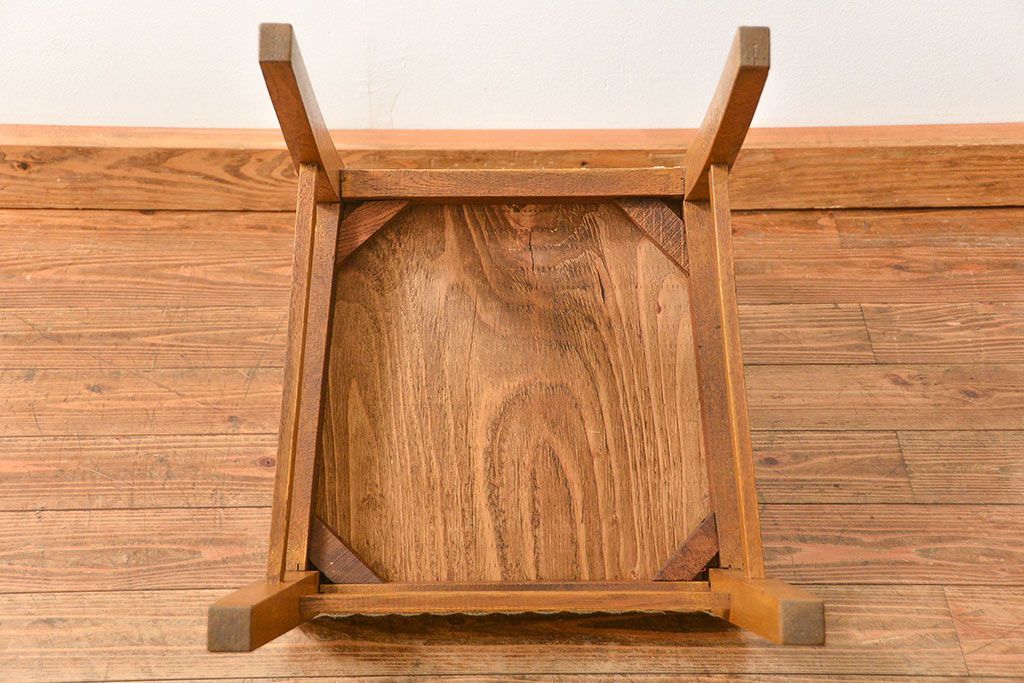 レトロ家具　昭和レトロ アンティークリネン座面のレトロな椅子(3)(イス、チェア)