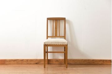 レトロ家具　アンティークリネン座面のレトロな椅子(4)(イス、チェア)