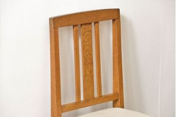 レトロ家具　アンティークリネン座面のレトロな椅子(4)(イス、チェア)