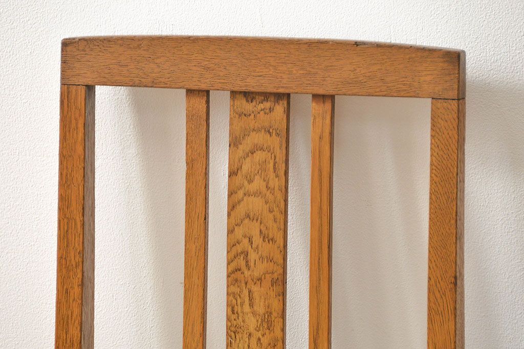 レトロ家具　アンティークリネン座面のレトロな椅子(4)(イス、チェア)