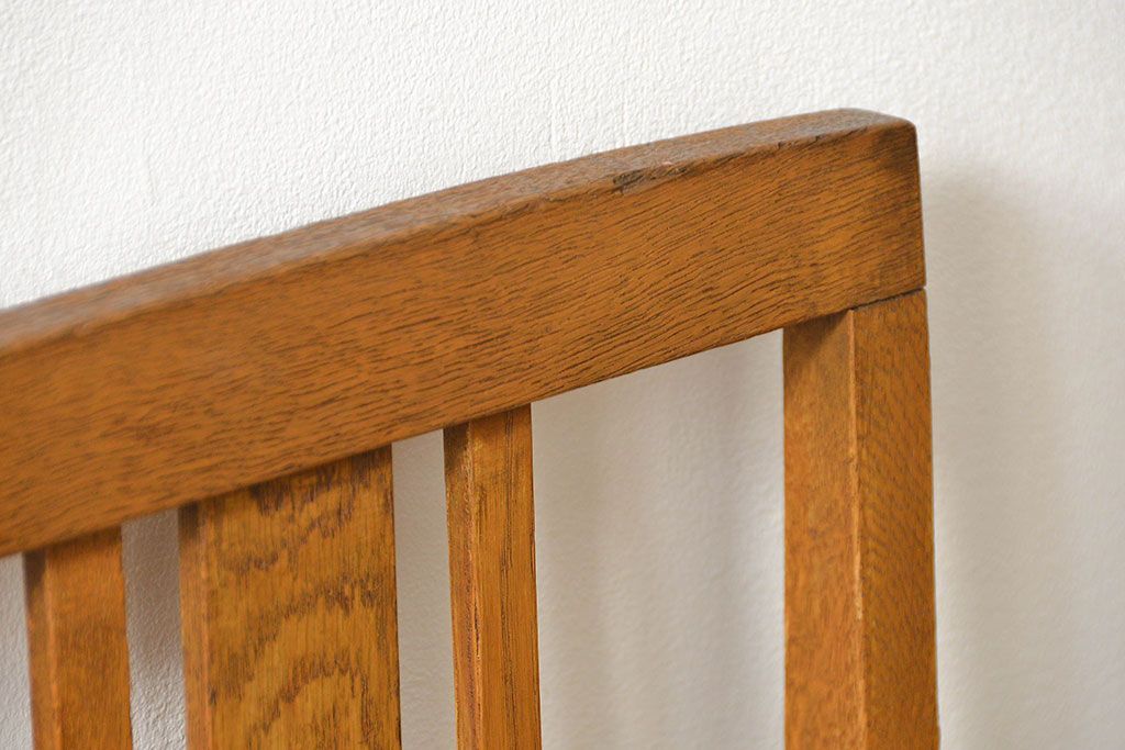 レトロ家具　アンティークリネン座面のレトロな椅子(4)(イス、チェア)