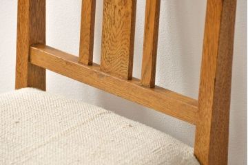 レトロ家具　アンティークリネン座面のレトロな椅子(4)(イス、チェア)