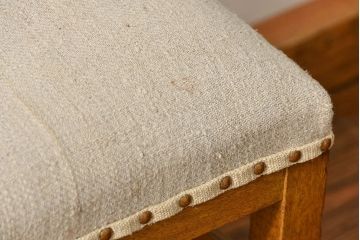 レトロ家具　アンティークリネン座面のレトロな椅子(4)(イス、チェア)