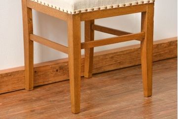 レトロ家具　アンティークリネン座面のレトロな椅子(4)(イス、チェア)