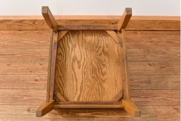 レトロ家具　アンティークリネン座面のレトロな椅子(4)(イス、チェア)