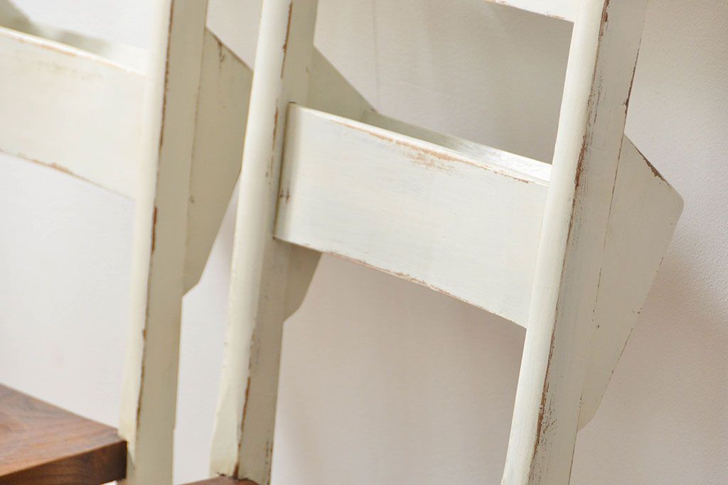 アンティーク家具　アンティークペイント　イギリスチャーチチェア2脚セット(イス、椅子)