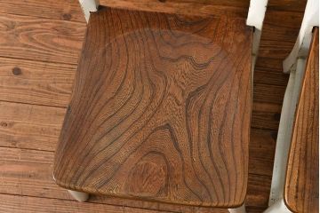 アンティーク家具　アンティークペイント　イギリスチャーチチェア2脚セット(イス、椅子)