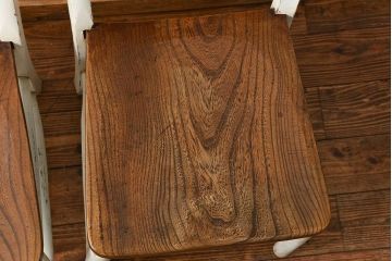 アンティーク家具　アンティークペイント　イギリスチャーチチェア2脚セット(イス、椅子)