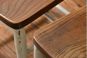 アンティーク家具　アンティークペイント　イギリスチャーチチェア2脚セット(イス、椅子)