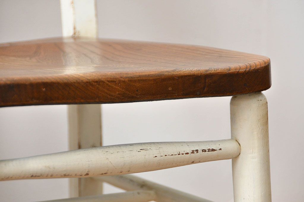 アンティーク家具　アンティークペイント　イギリスチャーチチェア2脚セット(イス、椅子)