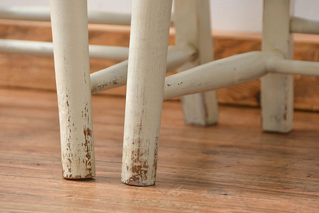 アンティーク家具　アンティークペイント　イギリスチャーチチェア2脚セット(イス、椅子)