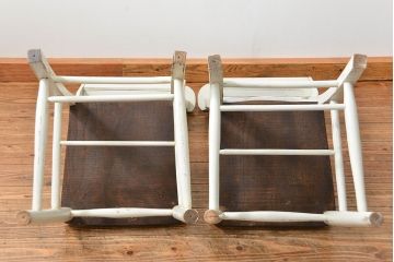 アンティーク家具　アンティークペイント　イギリスチャーチチェア2脚セット(イス、椅子)