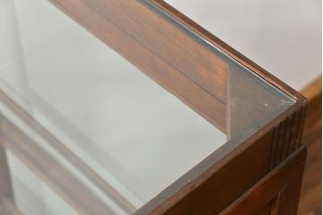 アンティーク家具 アンティーク 特大!古いタモ材 両面開きの上質なガラスケース(ショーケース、飾り棚、陳列棚)